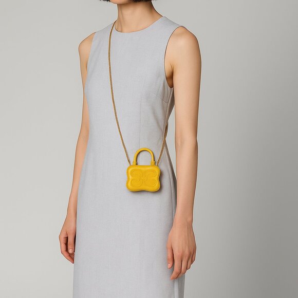 GANNI Nano Butterfly Crossbody bag Golden kiwi Quiet Luxury Street Style - Picture 4 of 14